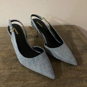 Express Denim Pointed Toe Heels